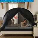 Black Privacy Sleep Queen Size Bed Tent for Adults Kids, Foldable Blackout 90% Canopy Tents with Two Breathable Mesh Windows and Doors Net Curtains