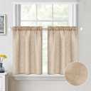 MIULEE Cafe Curtains - 30 Inch Semi Sheer Short Kitchen Window Curtains, Rod Pocket Tier Curtains 2 Panels W26XL30, Camel Beige