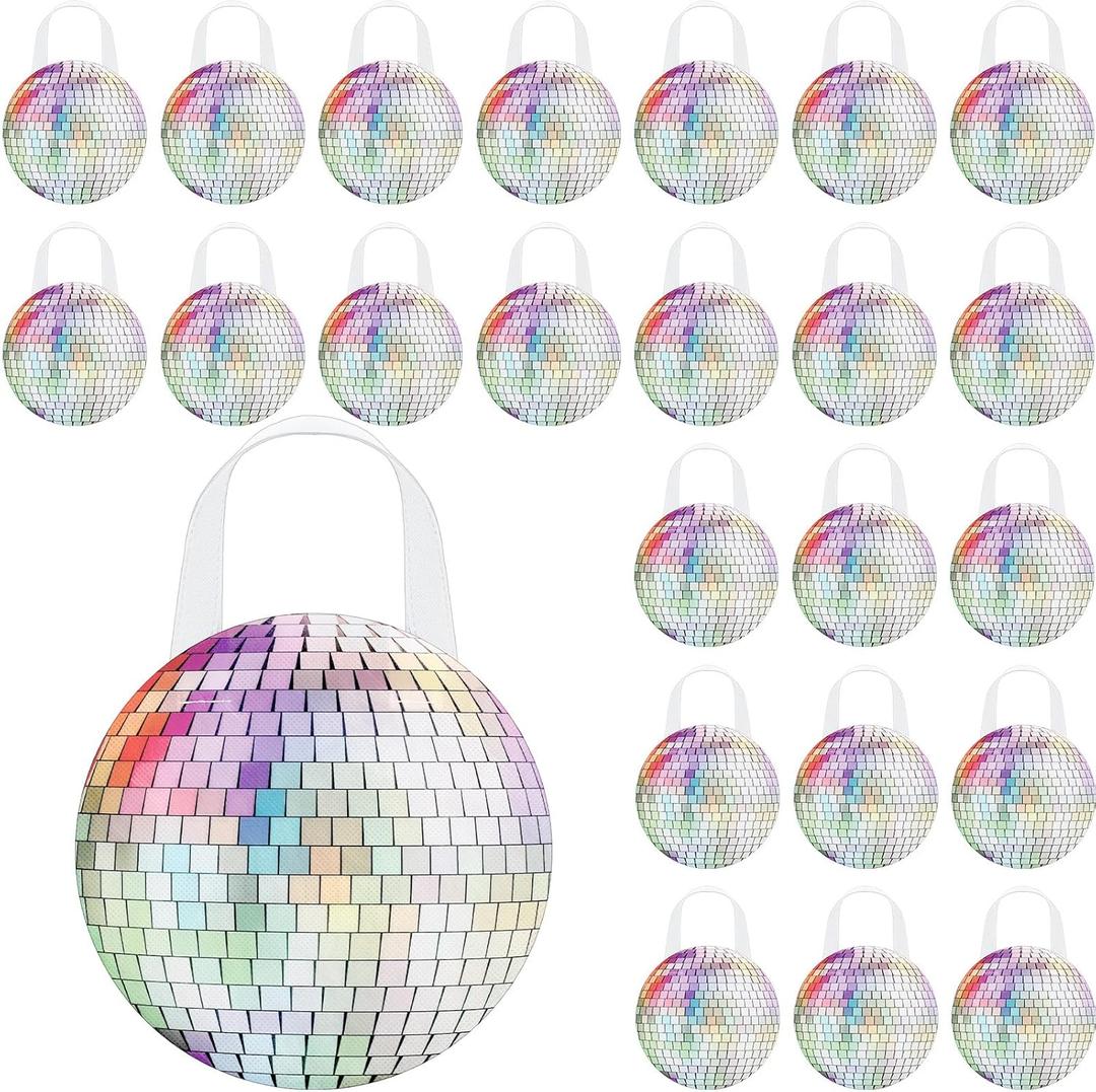 Shihanee 24 Pcs Disco Goodie Bags Disco Ball Non Woven Gift Bags with Handles Retro Candy Treat Bag for 70s 80s 90s Bachelorette Birthday Dance Party Favor Supplies