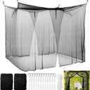 Tranqun 2 Pcs Mosquito Net for Bed Patio Ultra Large Mosquito Net 4 Corner Canopy with 2 Side Openings 16 Hanging Loops for Camping Home Outdoor Travel Dormitory Decor(Black,87 x 87 x 71 Inch)
