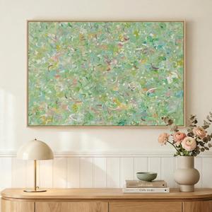 Framed Green Abstract Wall Art, Modern Canvas Prints Paintings for Walls, Contemporary Minimalist Colorful Brushstroke Pictures for Living Room Dining Bedroom Office Hallway Wall Decor 36x24 In