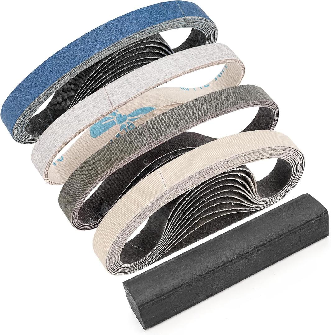 30 Pcs 1/2" x 12" Replacement Knife Sharpening & Honing Sanding Belt Kit for Work Sharp Knife & Tool Sharpener (WSKTS & WSKTS-KT/Mk.1 & Mk.2) - 240/800/2500/5000 Grits + Cleaning Stick