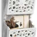 Key and Mail Holder for Wall Mail Holder for Wall, 2-Slot Mails Organizer with 3 Hooks, Key Hangers Rustic Wooden Walls Organizers for Letter Magazines