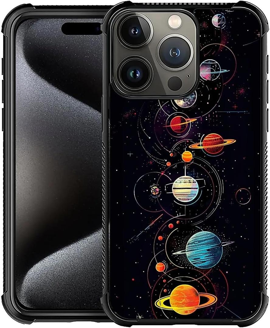 Phone Case Compatible with iPhone 16 Pro Max,Starry Space Planetgirl Cases, Tempered Glass Back+Soft Silicone TPU Shock Protective Case for iPhone 16 Pro Max.