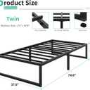 Lutown-Teen 12 Inch Twin Size Bed Frames Heavy Duty Metal Twin Platform Bed Frame No Box Spring Needed, Noise Free, Easy Assembly, Black