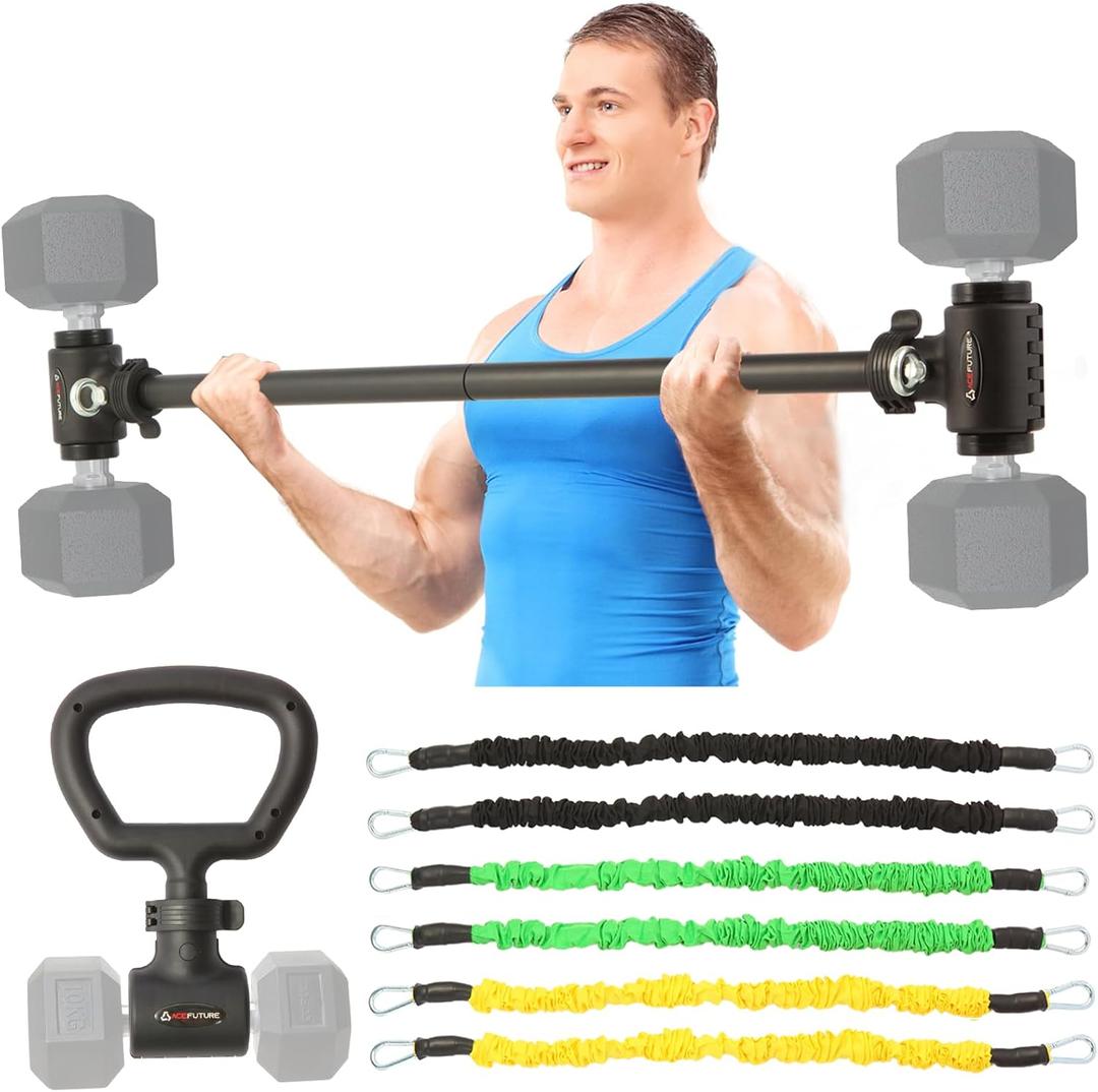 Acefuture Hyperbell Dumbbell Converter - Convert Dumbbells to Barbell Set and Kettlebell for Home Fitness - Adjustable & Up to 200 lb Capacity Weight Barbell for Weight Lifting (Barbell Converter)