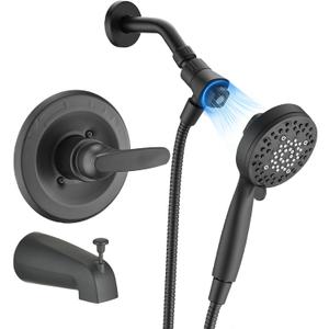 Replacement 4 Magnetic Handheld Shower Faucet Tub Trim Kit for Delta 13/14 Series, 6 Setting Shower Head& Handle Set, Matte Black (Valve& Catridge Not Inclued)