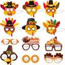 KatchOn Happy Thanksgiving Glasses and Masks  Pack of 12 | Thanksgiving Party Favors | Turkey Photo Booth Props, Turkey Mask | Thanksgiving Accessories | Harvest Party Favors, Thanks Giving Decor (Orange and Brown)