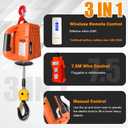 Power Electric Portable Hoist Winch 1500LBS, 3 in 1 Electric Cable Hoist 110V 25 FT with Lifting Strap, Electric Hoist Lift Ceiling Winch for Lifting Towing
