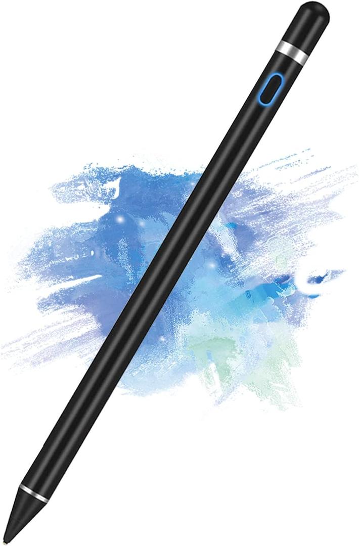 Active Stylus Pen for Android,Rechargeable Universal iPad Pen for Tablet, Digital Pens Fine Point Stylist Pen Compatible with Android, iOS, iPhone, iPad mini/Pro/Air and More Tablet/Phone (Black)