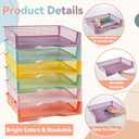 gisgfim 6 Pack Plastic Turn in Paper Trays for Classroom Pastel Storage Bin Basket Organizers for School Teacher Supplies Classroom Office Home Organization Storage Tray Holds 4A Paper File Document