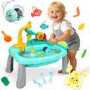 STBEIMEIMY Kids Play Sink with Running Water, Mini Water Table, Water Toys, Upgraded Faucet and Play Dishes, Children Electric Dishwasher Playing Toy, Kitchen Sensory Toy Sets for Girls and Boys