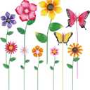 hogardeck Garden Decor for Outside, Set of 10 Metal Flowers Decorative Garden Stakes for Spring Decor, Yard Art Garden Decorations for Outdoor Lawn Porch Pathway (Multi-Color) (Color b)