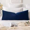 MIULEE Velvet Pillow Cover Soft Luxury Decorative Throw Pillow Cover Single Rectangle Long Body Lumbar Cushion Case for Couch Sofa Bedroom Car Decor,14x36 Inch Dark Blue