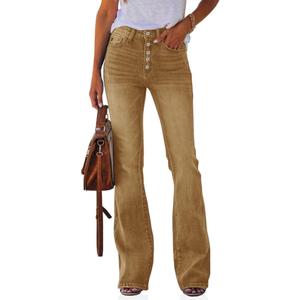 Koinshha Womens High Waisted Jeans Boyfriend Stretch Flare Casual Bootcut Denim Pants 12 