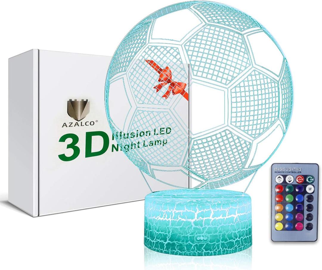 3D Illusion Soccer Night Light,Football Led Lamp 16 Color Change Smart Touch&Remote Control Teenager Christmas Gifts Xmas Gift Party Gifts for Girls Kids Home Decor
