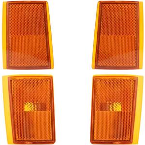 Brock Replacement 4 Pc Side Signal Marker Reflectors Compatible with Chevrolet 1988-1993 C/K Pickup 1992-1993 Suburban Blazer