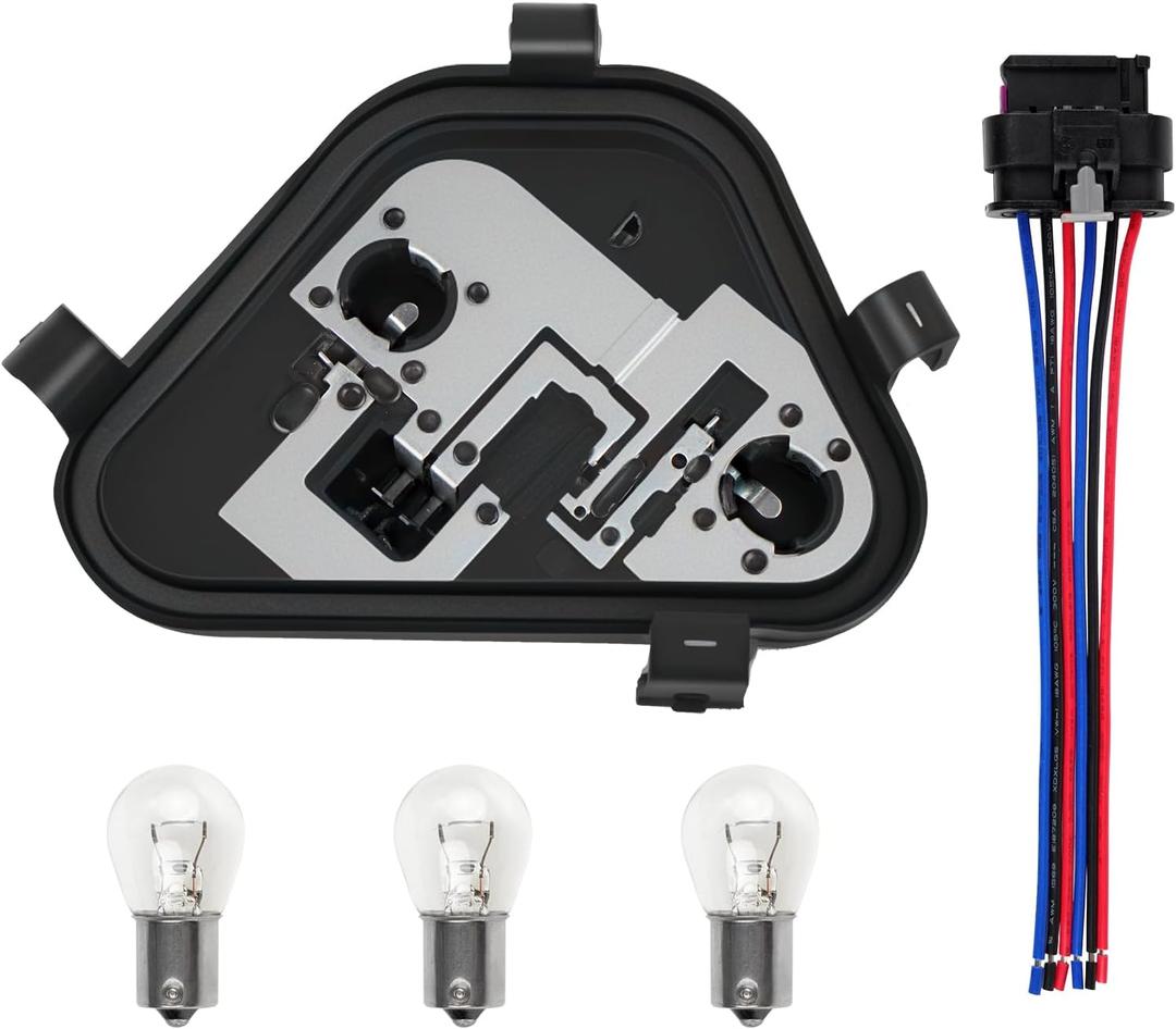 Right Passenger Side Rear Tail Light Lamp Holder Bracket Socket Panel Plug Connector Board with Bulbs & Harness Compatible with BMW 3 Series 320i 328i 335i 328d 2012-2015 Replace 63217313044