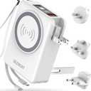 for Magsafe Portable Charger Power Bank 10000mAh, 22.5W Battery Pack Fast Charging Wall Plug Power Bank for iPhone Andriod Sumsung Travel Charger with Built in USB C & Lightning Cables (White)