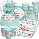 Teenyyou 200 Pcs Thank You Doctor Party Supplies Doctor Appreciation Week Decoration Kit National Tableware Serve 50 Guest Disposable Dinnerware for Nurse Party Supplies