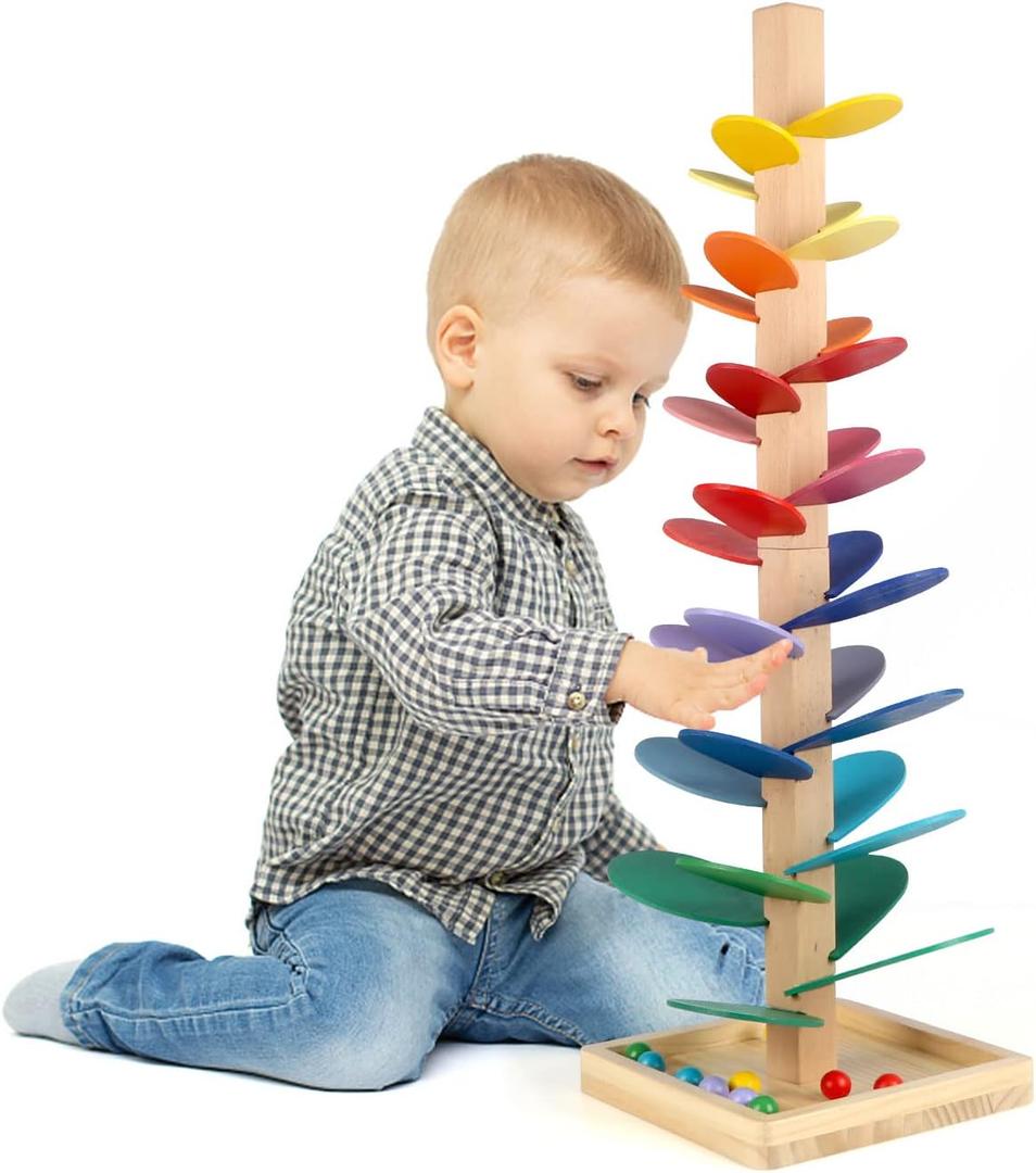Wooden Music Tree Toy for Kids, Marble Ball Run Track Game for Toddlers, Marble Tree Educational Montessori Toy Boy Girl Gifts