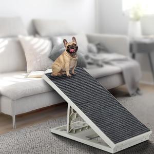Indoor Dog Ramp Bed for Small Medium Pets,Folding Collapsible Cat Ramp, Adjustable Height Dog Ramp with Non-Slip Carpet for Couch,Sofa,Chair