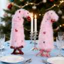 Set of 2 Pink Christmas Table Tree - 17 Plush Christmas Tabletop Mini Tree Decorations with Red Balls, Indoor Xmas Home Decor for Table Office Mantle