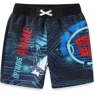 Transformers Optimus Prime Boys UPF 50+ Swim Trunks Shorts Bathing Suit for Big Kids (4, Black)