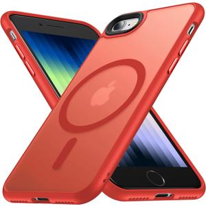 [NO.1 Magnetic for iPhone SE 2022/SE 2020/8 Case with MagSafe [Translucent Matte][Anti-Fingerprint][Military Shockproof] Slim Hard Case with Silicone for iPhone SE 2nd/3rd Generation Case,Red
