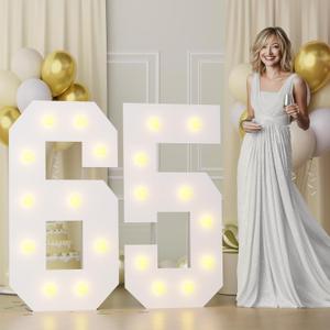 4FT 65 Marquee Numbers, Big 65 Light Up Numbers for 65th Birthday Decorations Warm Light Marquee Numbers 4 Feet Tall for Anniversary Party Decor