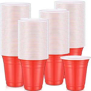 Zopeal 300 Count Red Disposable Plastic Drinking Cups 12 Ounce Red Plastic Cups with Fill Lines Reusable Plastic Cups for Drinks, Soda, Punch, Barbecues, Party, Picnics, Wedding, Birthday