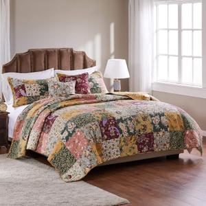 Greenland Home Antique Chic 100% Cotton Authentic Patchwork Quilt Set, 5-Piece King/Cal King