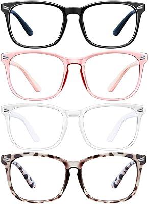 Blue Light Blocking Glasses for Computer and Gaming - Square Nerd Eyeglasses Frame with Anti Blue Ray Coating