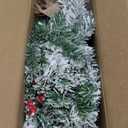 24 Inch Snow Flocked Mini Christmas Tree with 40 Warm Lights Timer, 2Ft Small Tabletop Christmas Tree Battery Operated 42 Red Berry Pinecone Burlap Base Xmas Tree Indoor Home Table Fireplace Decor