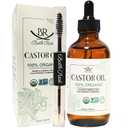 Organic Castor Oil 100% Pure Natural Hair Oil for Hair Growth, Castor oil for Skin Lashes Nails Face Eyelash Eyebrows, Cold Pressed Hexane Free Unrefined USDA Certified 4OZ