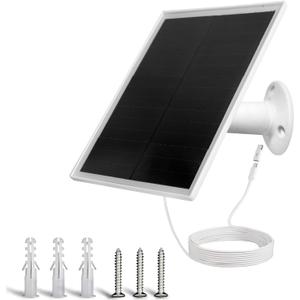 6W Solar Panel Charger, Solar Panel with Micro USB & USB-C Port for DC 5V Outdoor Rechargeable Battery Camera, IP66 Waterproof, 360 Adjustable Security Mount, 1PC