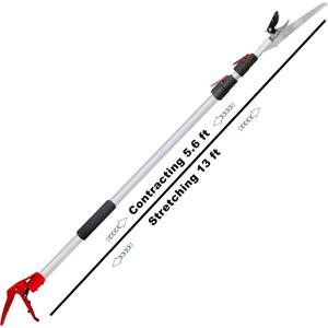5.6-13 Foot Extendable Tree Pruner, Cut and Hold Pruning Trimmer, Long Reach Pole Saw, Telescoping Fruit Picker, Branches Bypass Lopper