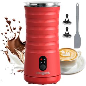 Milk Frother, Paris Rhne 4-in-1 Milk Steamer and Frother, Hot & Cold Foam Milk Warmer with Temperature Control, Auto Shut-Off Frothers for Coffee, Latte, Cappuccino, Macchiato (Red)