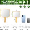 YEAKE Hand Mirror,Natural Bamboo Handheld Mirror with Handle, Single-Sided Portable Travel Vanity Mirror for Men & Women,6.9" W x 9.9" L