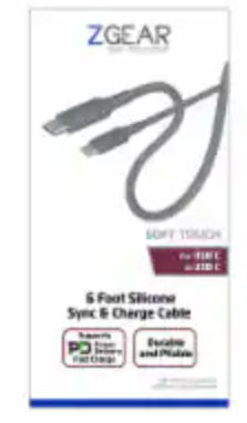 ZGear 6 Foot Silicone Rubber Sync & Charge Cable For USB C to USB C