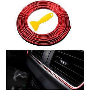 Car Interior Trim Strips, 9.8ft Auto Decoration Styling Door Dashboard, DIY Vehicle Interior Filler Insert Flexible Strip with Installing Tool, Univeral Car Accessories (Red)