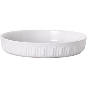 Fun Elements Shallow Dog Bowls, 10.5" Ceramic Large Food Plate for Small, Medium and Large Breeds, Non-Slip, Flat and Wide, Dishwasher Safe, Suitable for Dogs and Cats (White)