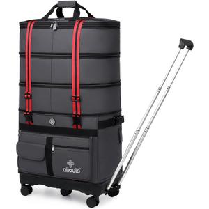 Expandable Foldable Luggage Bag with Telescoping Handle Collapsible Suitcase with Removable Universal Wheels Rolling Travel Bag for Men Women, DARK GRAY, Large, Foldable Suitcase Expandable Foldable Luggage Bag with Telescoping Handle Collapsible Suitcase with Removable Universal Wheels Rolling Travel Bag for Men Women, DARK GRAY, Large, Foldable Suitcase