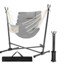 Folding Hammock Stand with Heavy-Duty Hanging Chair, Max Load 450 pounds (Gray)