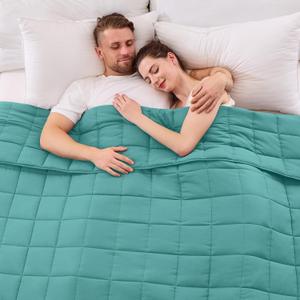 yescool Weighted Blanket for Adults (25 lbs, 80 x 87, Teal) Cooling Heavy Blanket for Sleeping Perfect for 240-260 lbs, Queen Size Breathable Blanket with Premium Glass Bead, Machine Washable
