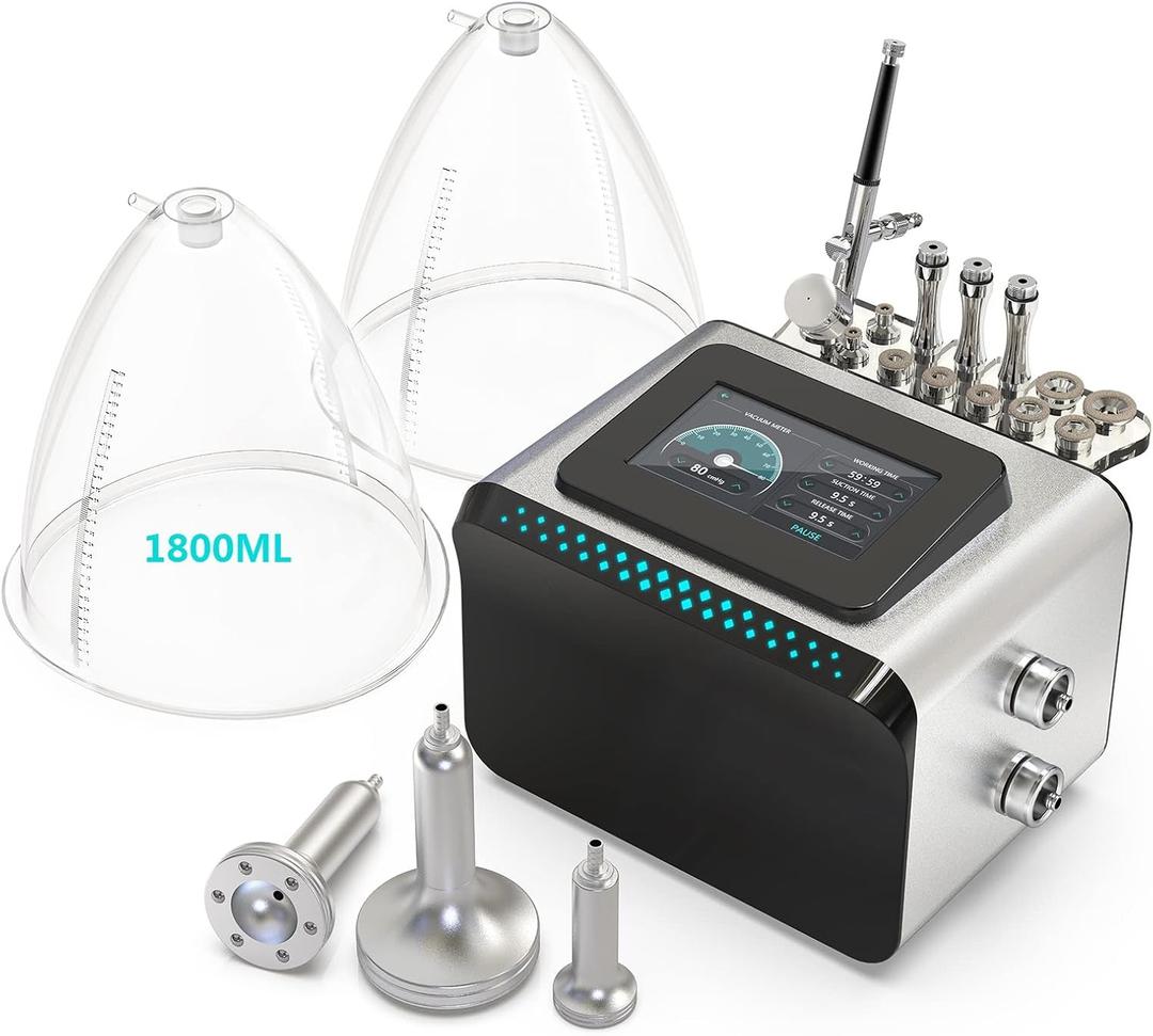 Beauty Star 3 in 1 Vacuum Cupping Therapy Machine with 1800ml Large Cups and Gua Sha Pumps, Professional Diamond Microdermabrasion Machine with Spray Gun, Max Suction 80cmHg