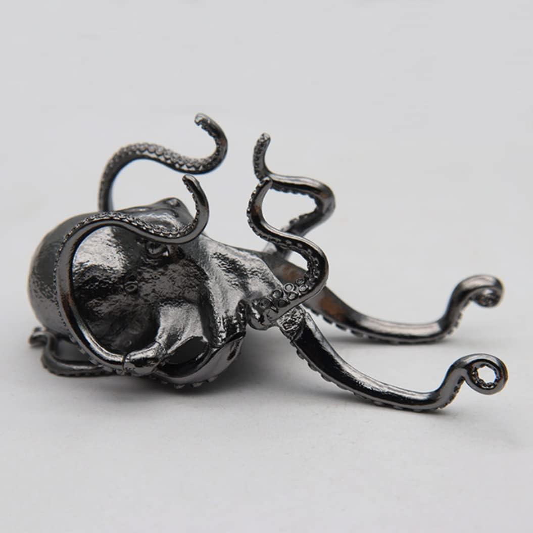 Metal Octopus Cuttlefish Figurines Statue Desk Stand for Phone Bracket Pen Spectacles Holder Car Ornaments Home Decor Crafts (Black)