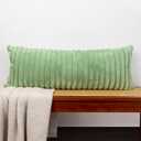 Faux Fur Lumbar Pillow Cover 14 x 36 inch, Sage Green Throw Pillow Cover Luxurious Soft Couch Cover Case Home Decor for Sofa Bed Living Room, ONLY 1 Cover