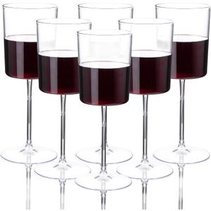Ciaell 12 Pack Clear Plastic Glasses - 14Oz Plastic Glasses with Stem - Disposable Stemmed Glass for Parties & Weddings & Outdoor