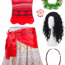 Adult Women Halloween Costume Set with Wig Necklace Princess Costume Dress Up Birthday Outfits Ocean Theme Party L